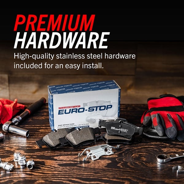 PowerStop Euro-Stop ECE-R90 Brake Pads with hardware kit