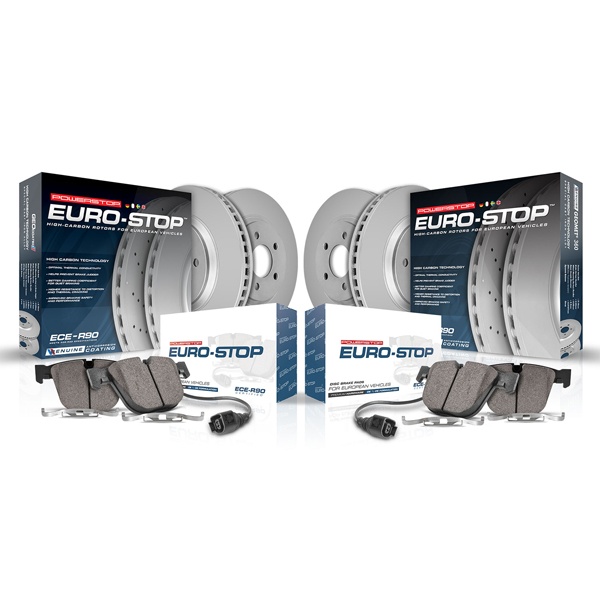 Coated Brake Rotors & Ceramic Brake Pads Power Stop ESK8201 Euro-Stop Rear Brake Kit Coated Brake Rotors & Ceramic Brake Pads Power Stop ESK8201 Euro-Stop Rear Brake Kit