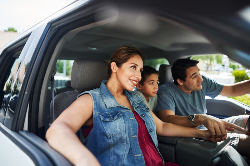 family on a road trip for the first time happy and excited