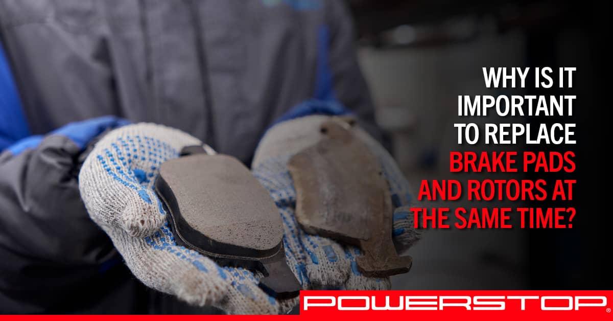 mechanic compares new and worn brake pads | PowerStop