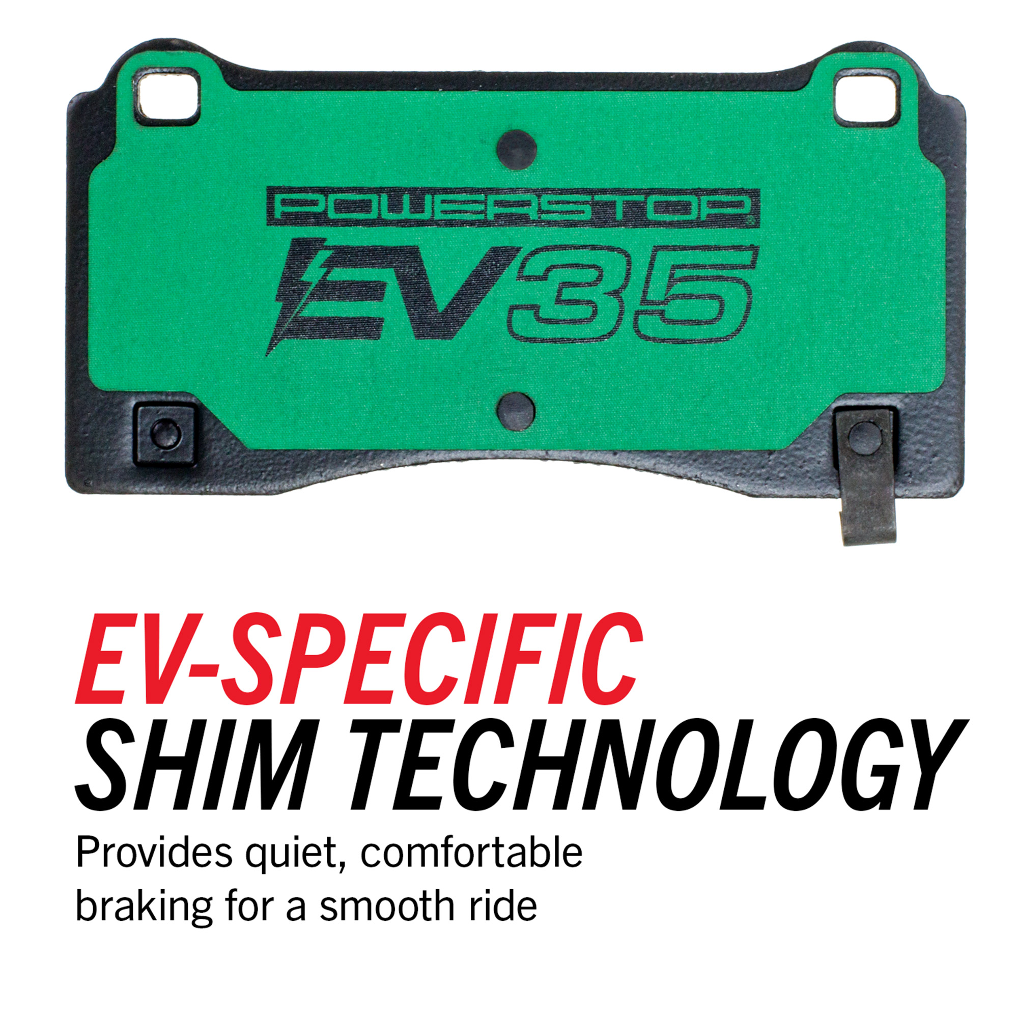 PowerStop EV35 brake shim with EV-specific shim technology for quiet and comfortable braking.