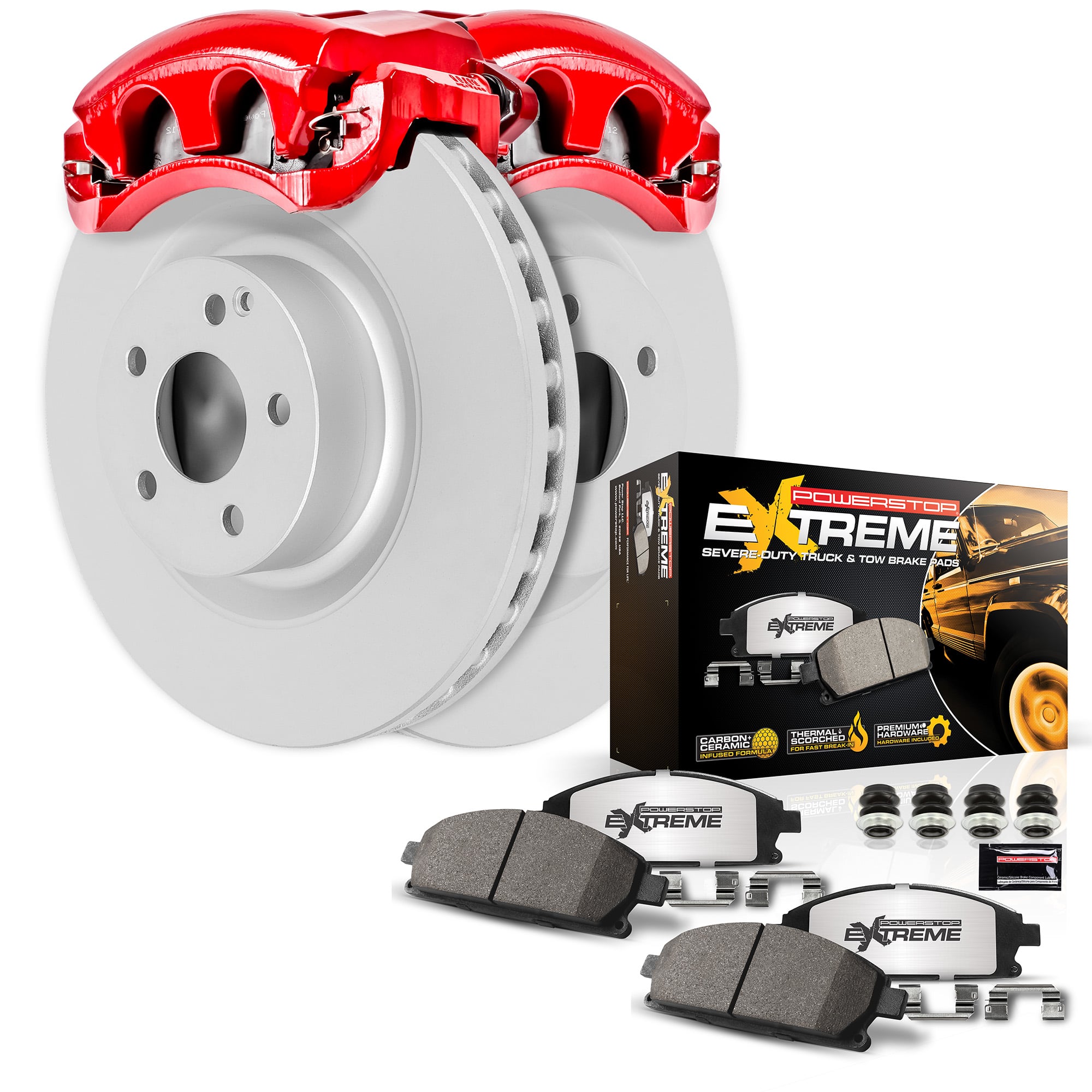 Z36 Truck and Tow Premium Carbon-Fiber Ceramic Pad, Fully Coated Rotor, and Powder Coated Caliper Kit